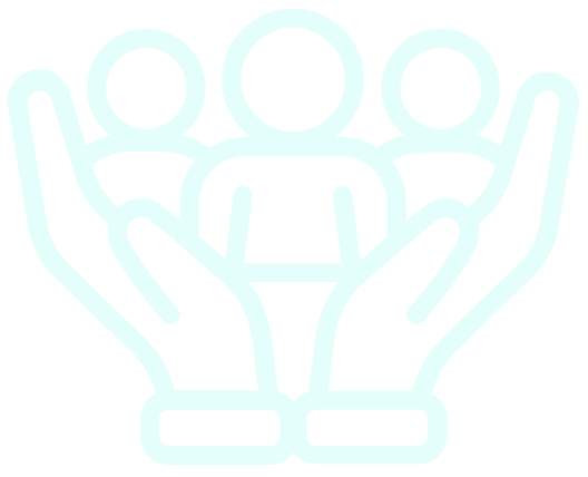 inclusive hands holding people in light blue